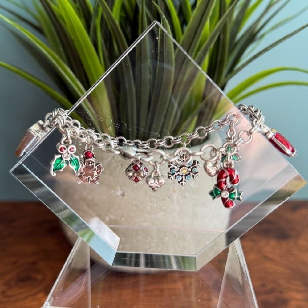 Brighton Christmas Charm Bracelet Silver Tone w Enamel - Picture 10 of 10